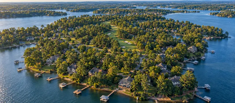 Aerial view of Tega Cay, SC